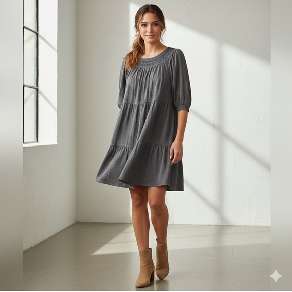 Old Navy Dresses & Skirts - Old Navy Puff Sleeve Embroidered Mini Swing Dress